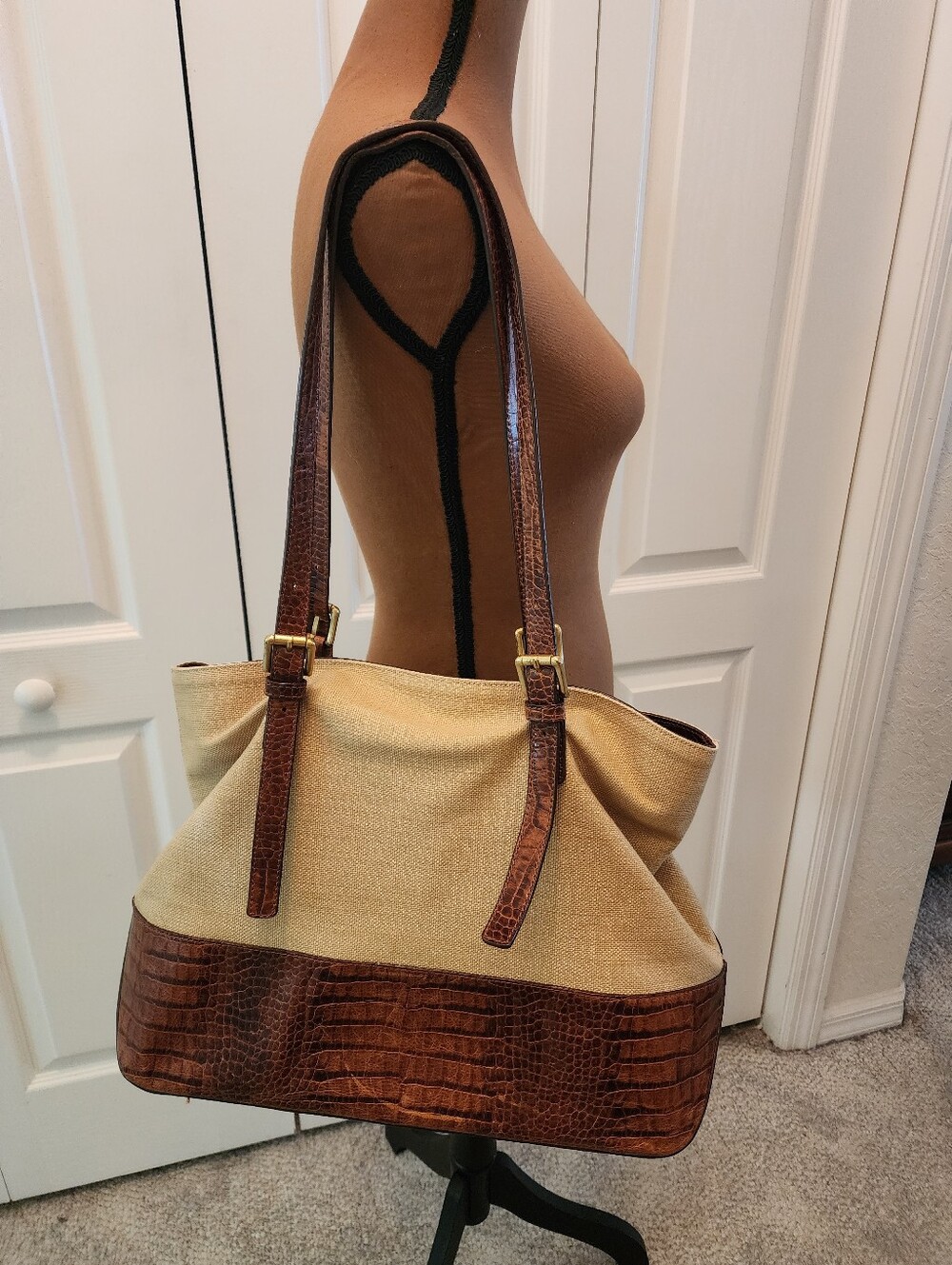 Will Leather Goods The Field Canvas & Croc Leather Tote Bag